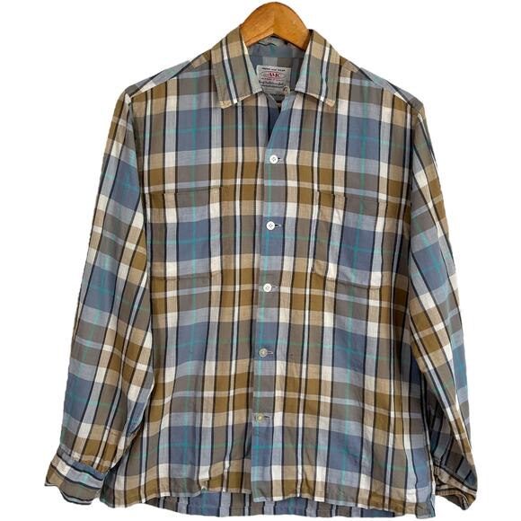 Retro plaid AMC wash‑and‑wear shirt Japanese cotton S - Picture 1 of 8
